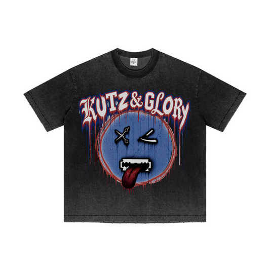 275GSM Unisex Raw-Edge Reverse-Wash Fried-Color T-shirt Snowflake Grey