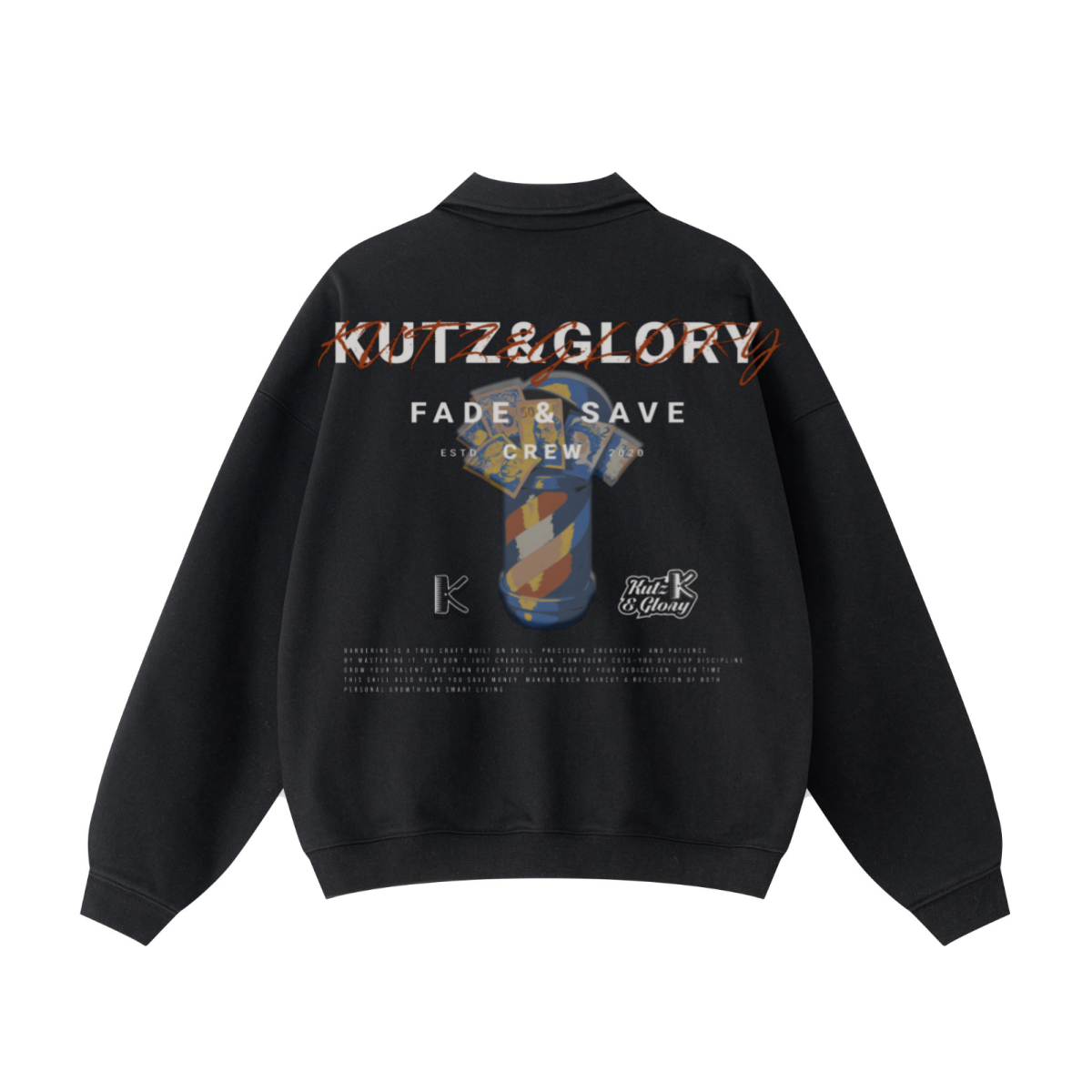 445GSM Unisex Heavyweight Zip-Up Collared Sweatshirt Black